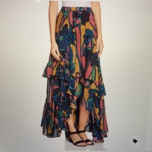 Free people floral ruffle maxi skirt